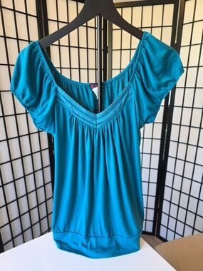 Agenda Women's Teal Scoop Neck Short Sleeve Top ~ Size XL